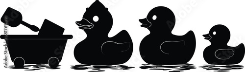 Bath & Play Silhouettes – Toy Tub, Rubber Ducks, and Water Ripples