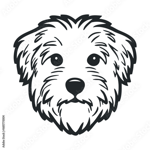Cute dog face design for print, card, poster decoration. Vector illustration