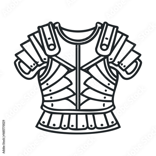 Detailed medieval armor chest piece design for historical context. Vector illustration