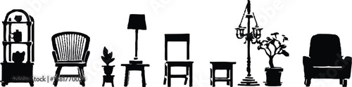 Minimalist Furniture & Decor Silhouettes – Interior Design Vector Icons