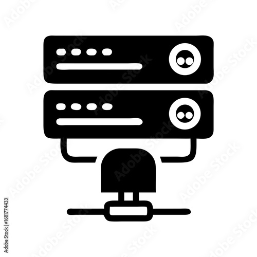 Server hosting data center network database storage mainframe computer technology icon vector