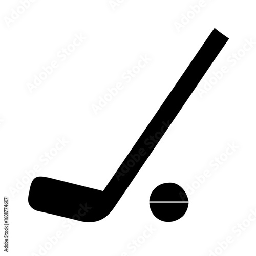 Hockey stick and puck vector illustration for sports equipment and game design resources online