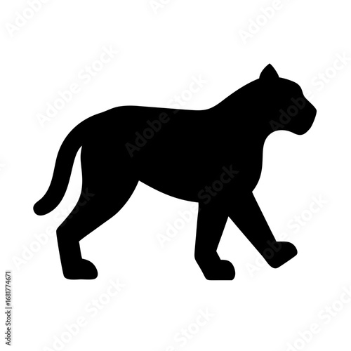Vector illustration of a black panther silhouette walking wildlife animal predator design element
