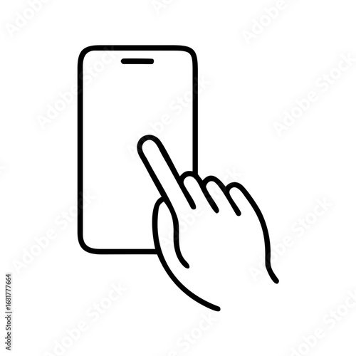 Hands holding Smartphone icon. containing Finger touching Smartphone, a hand operating a smartphone, vector illustration