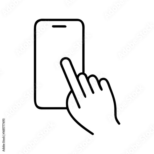 Hands holding Smartphone icon. containing Finger touching Smartphone, a hand operating a smartphone, vector illustration