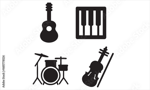 A vibrant and detailed vector design showcasing a variety of musical instruments, perfect for artistic and creative projects.