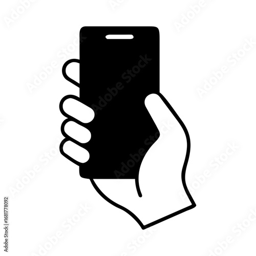 Hands holding Smartphone icon. containing Finger touching Smartphone, a hand operating a smartphone, vector illustration