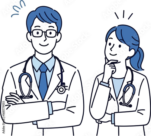 Medical team illustration doctor and nurse healthcare professional