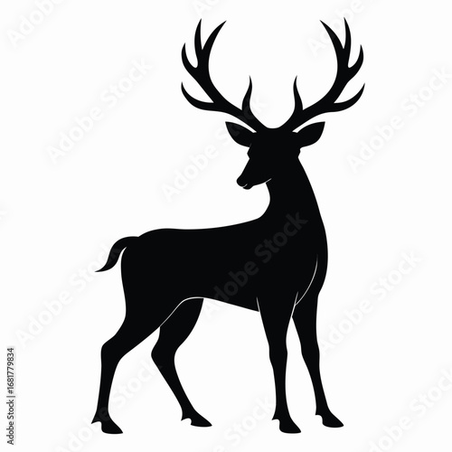 Majestic Deer Silhouette A Striking Wildlife Graphic Design Element