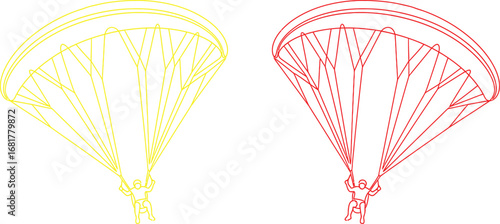 Paragliding extreme sport adventure fly line art vector graphic design