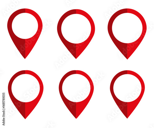 Location map pin icon set, Map pin markers, Location icon symbol, Global Positioning system sign, vector illustration