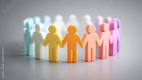 Wallpaper Mural Colorful Team Figures in Diverse Unity Circle Symbol of Futuristic Collaboration and Modern Partnership in Multicultural Group Environments Torontodigital.ca