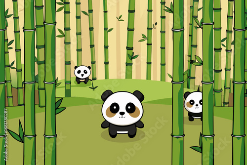 panda on bamboo background