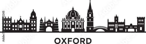 Oxford Skyline Silhouette Vector Illustration with Cityscape Buildings and Landmarks Design