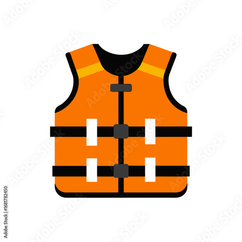 this is an image of a bright orange life jacket  i