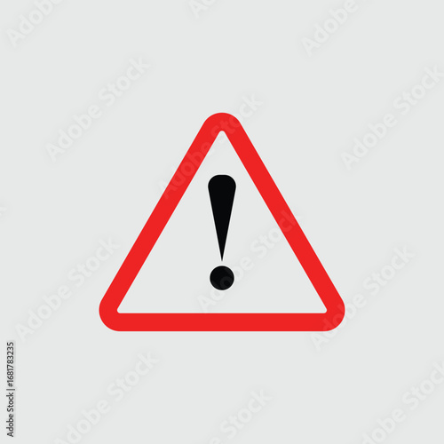 Red Warning  sign meansٌ, triangular symbol  and warning icon, red traffic warning icon