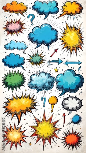 Comic book speech bubbles and effects