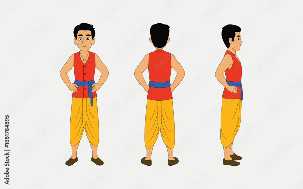 Fototapeta premium Indian man cartoon character. moral stories for the best cartoon character.