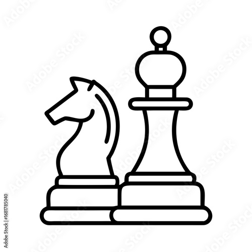 Chess knight and bishop pieces vector illustration for strategy board game design and concepts