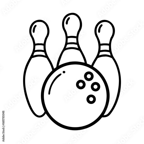 Bowling ball and pins vector illustration for bowling alley and bowling game design elements and art