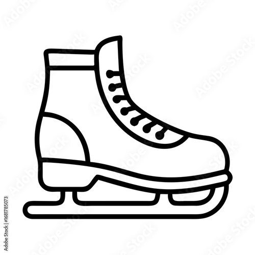 Ice skating boot outline vector illustration for winter sport and recreation activity design element