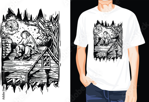Lonely Ghost t-shirt design unique idea