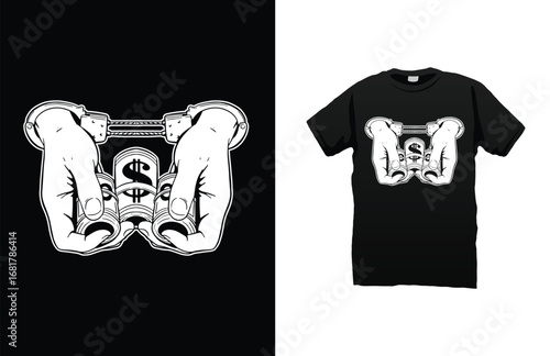 Money hand cuffs t-shirt design