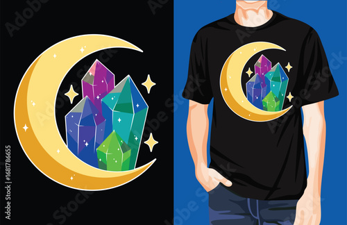 Moon Crystals t-shirt design unique idea