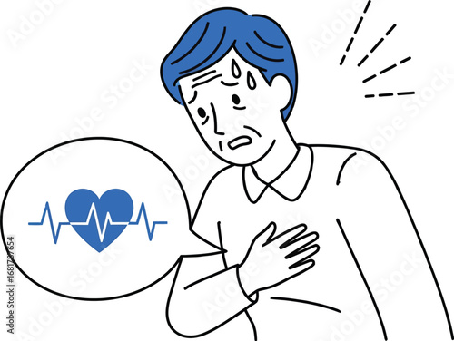 Heart attack symptoms chest pain and health emergency illustration