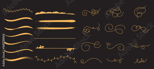 Decorative Vector Ornaments Set, Flourishes, Swirls, Brush Strokes and Dividers.