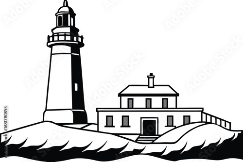 Classic lighthouse and keeper s house on a hilltop