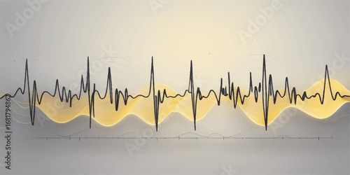 Vector illustration of a blue abstract background with an EKG sound wave line