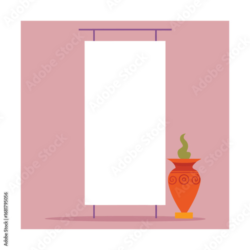 White Background Poster Mockup with Decorative Items