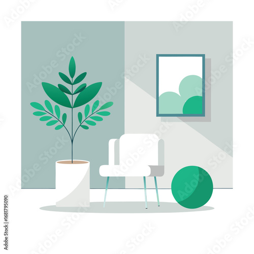 Minimalist Lounge Space with Indoor Green Plant