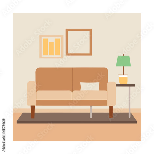 Neutral Toned Living Room with Sofa and Coffee Table