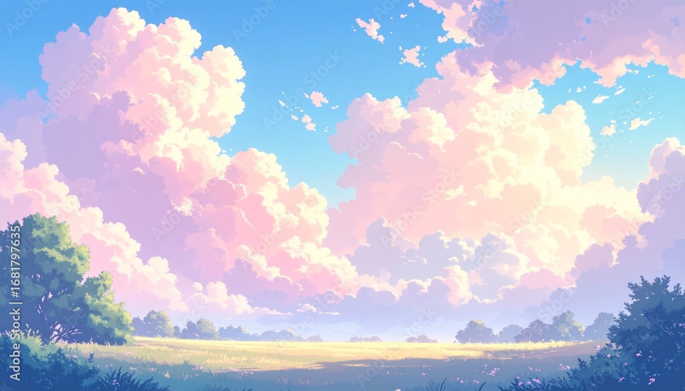 Fototapeta premium Pixel Art Pastel Cloudscape Background