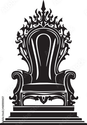 Luxurious Ornate King's Throne on a Pedestal Vector Illustration

