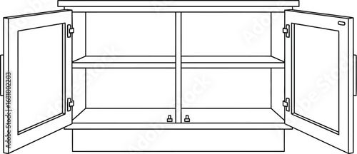 Open cabinet line drawing storage cabinet kitchen cabinet design