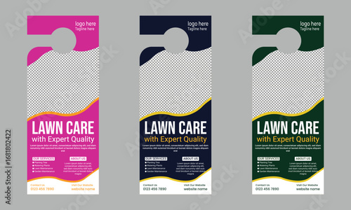 lawn care and landscaping, lawn trimming, door hanger template