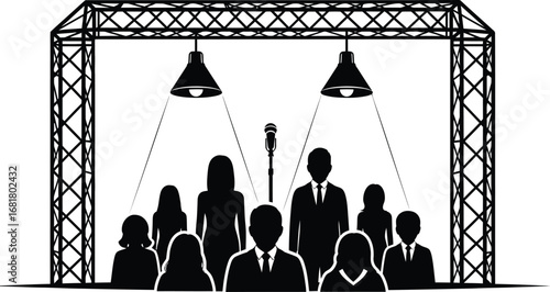 Stage event presentation conference microphone speaker audience lights