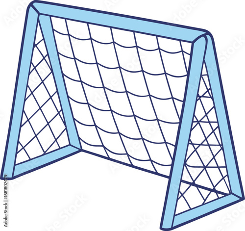 Vector art of blue soccer goal with net