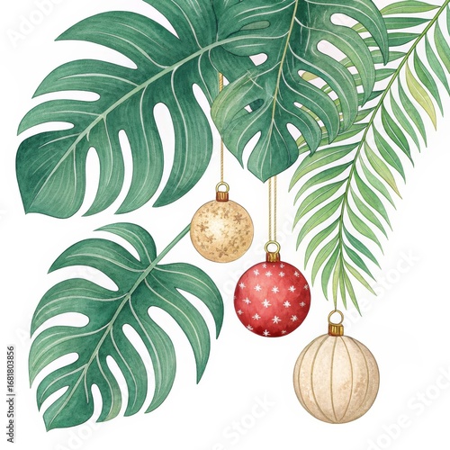Tropical Christmas Watercol...