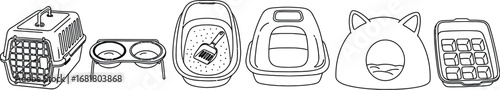 Cat supplies carrier litter box bed food bowls and pet accessories