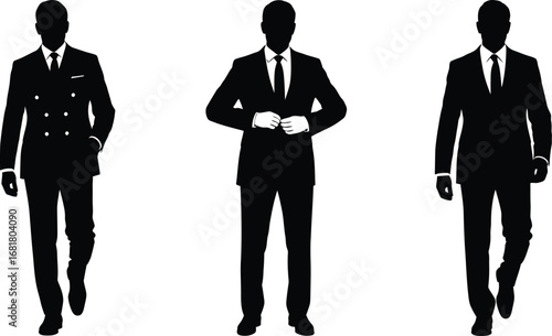 Businessmen silhouettes in suits tie formal wear fashion design