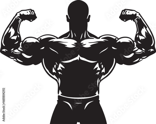 Muscle Building: Strong Male Bodybuilder Silhouette
