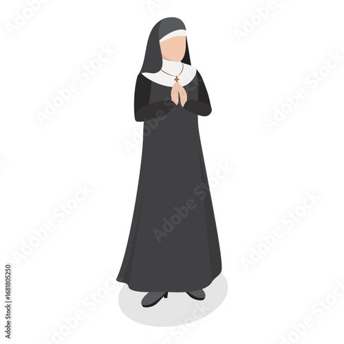 3D Isometric Flat Vector Illustration of Catholic Christian Staff , Religion and Faith. Item 1