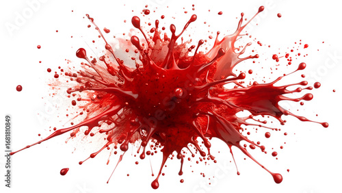 Vibrant red paint splash isolated on transparent background, an abstract explosion of color and motion, perfect for artistic and dynamic designs