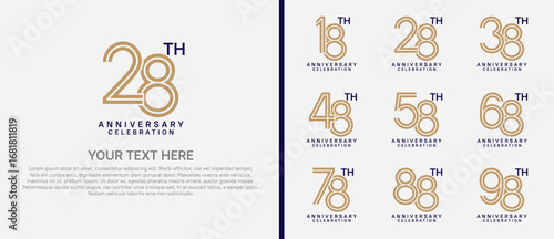 logo anniversary set. brown and black color on white background for special event