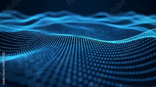 Abstract Blue Digital Waves Data Visualization