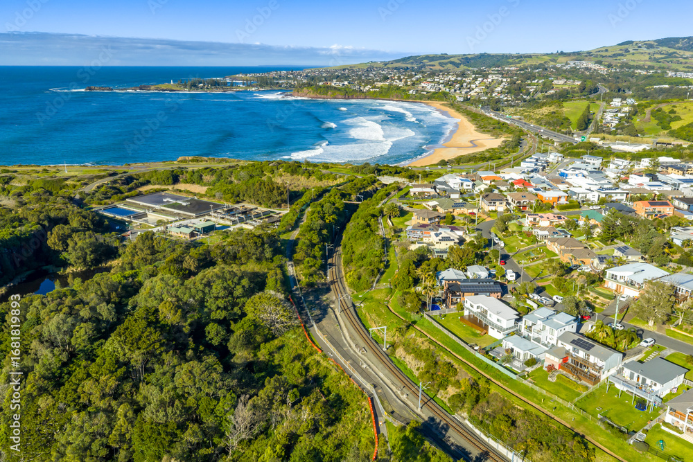 Εκτύπωση καμβά Drone aerial photograph of the Kiama suburb of Kiama Downs on the South Pacific Ocean coastline in the Illawarra region on the south coast of New South Wales, Australia